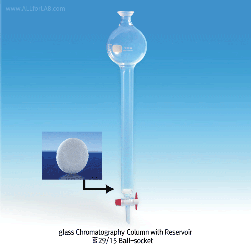 SciLab® DURAN glass Chromatography Column, with Reservoir & PTFE Stopcock, 24/40With PTFE Cock Bore Φ2.5mm, Effective Tube-id Φ13.4~63.6/height 500mm, 리저버형 크로마토 칼럼