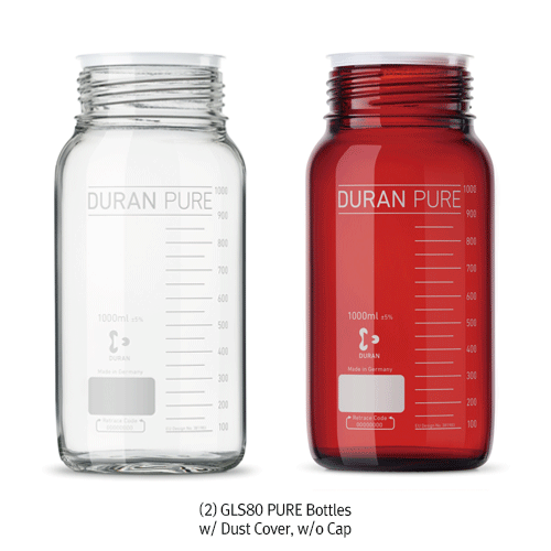 DURAN® Primary Packaging PURE Bottle & Screwcap, Developed for Pharma, GL25·GL45·GLS80, 25~20,000㎖ <br> Ideal for APIs & GMP Manufacturing, Clear & Amber, Qualification Package, Boro-glass 3.3, 퓨어바틀, 제약 및 바이오 산업용에 적합, 캡 별매