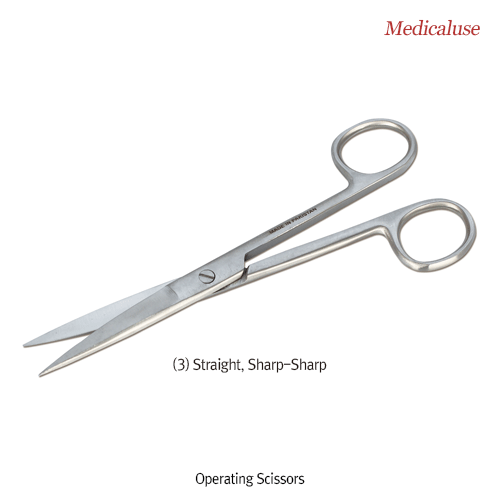 Operating Scissors, Stainless-steel 420, L130~175mm, Medicaluse<br>With 3-type Tips, Straight- & Curved-type, 수술용 외과가위, 의료용, 비부식