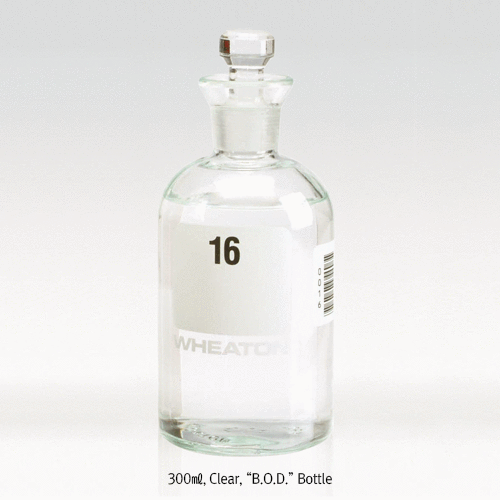 Wheaton® Premium B.O.D. Bottle, with Bar-coded & Numbered, ASTM·EPA·USPWith White Marking Area & Glass “Robotic” Stopper, The Best B.O.D. 바틀