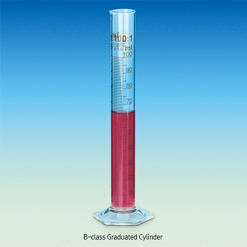 Witeg® B-class Graduated Cylinder, with Spout, Tall-form, 5~2,000㎖With Hexagonal Base·Amber Stain Scale, DURAN Glass 3.3, DIN / ISO, [ Germany-made ] , B 급 메스실린더, 갈색침투눈금