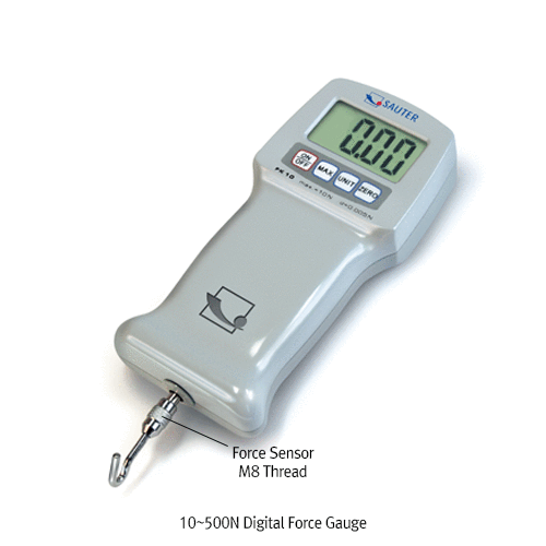 SAUTER® 1 0~500N Digital Force Gauge, for Measuring Push & Pull, with Peak Hold Function & Turnable DisplaySelectable Measuring Unit : N·lb·kg·oz, Factory Calibration Available, 디지털 포스게이지