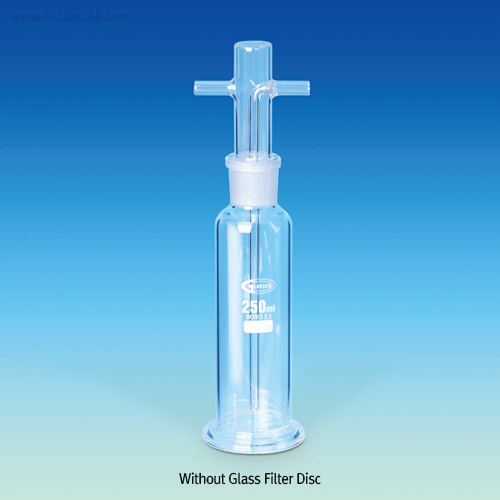 Gas Washing Bottle, with or without Glass Filter Disc, 250 & 500㎖With 29/32 Joint, Borosilicate glassα3.3, 29/32 조인트 가스 세척병