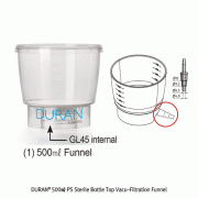 DURAN® 500㎖ PS Sterile Bottle Top Vacu-Filtration Funnel, with GL45 Internal Threaded, Pore Size 0.1~0.45㎛ PES FilterGood for All of GL45 Threaded Bottle and DURAN® Tilt GL56 Bottle, 멸균 진공 여과 장치/바틀탑 필터