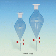 SciLab® Standard Squibb Pear Separatory Funnel, with PTFE-plug & PE-stoppers, 100~5,000㎖Made of DURAN Borosilicate Glass 3.3, DIN/ISO, 표준 스퀴브 피어형 분액깔때기