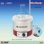 SciLab® Aluminium-case Flask Heating Mantle, (1) Basic & (2) Stirring-type, 450℃, 50~20,000㎖With Built-in Temp Controller, with/without Mag-stir Speed Control, with Certi. & Traceability라운드플라스크용 히팅맨틀, 온도 조절기 내장“, 기본형” 및“ 자석교반형”, Ni-Cr열선 내장