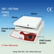 SciLab® 380℃ Standard Analog & Digital Hotplate “WiseTherm® SHP-A” & “WiseTherm® SHP-D”, Ceramic-Coated PlateWith High Temp Uniformity, 180×180- or 260×260-mm Plate, CE Certified, with Certi. & Traceability아날로그 & 디지털 정밀 가열판, 우수한 온도균일성 & 경제성, 세라믹 코팅 플레이트