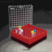 MicrewtubeTM PC 100-hole Universal Storage Box, for 1~2㎖ Cryovials/Flat Bottom MicrotubesWith Φ13mm gap/Numeric Indexed Lid, Autoclavable, 125/140℃, <Canada-made>, 100홀 다용도 PC 박스