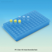 Wisd PP 2 Side×96-hole 0.5 & 1.5㎖ Microtube Reversible RackWith Alpha-Numeric Index, Hole Φ8 & 11.5mm, Autoclavable, 96홀 양면 랙, 상/하 양면용