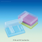 SciLab® PP 96-Well PCR Tube Rack Box, with Hinged Lid or Separable LidWith Alpha-Numeric Index, Hole Φ6mm, Stackable, 125/140℃, 0.2㎖ PCR 튜브 랙, 96-Well/홀