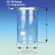 100~20,000㎖ DURAN-glass Flat-bottom Vacuum/Pressure Reaction Vessel, with 45°DN-flange/O-ring GrooveWith Perfect Compatibility, 0.5~2.5 bar, 평저 진공 / 압력 반응 베셀, O-링 홈부, 완벽한 호환성 표준화 규격