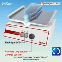 SciLab® Programmable digital Rocker “WiseMix® SRK”, Digital Feedback Control, 5~50 rpm, with Certi. & TraceabilityWith 290×200mm or 300×300mm Platform with Non-slip Ruuber Mat, Smooth Start & Wave Motion, tilt angle ±6˚/±9˚디지털 락커, 디지털 피드백 컨트롤 시스템, 부드러운 시동