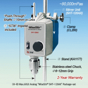 SciLab® High-Torque Overhead Stirrer “WiseStir® SHT-AX”&“SHT-DX”, for Middle-/High-Viscosity, Max.40·60Lit, 60,000·90,000mpasWith “Push-Through” Shaft(Φ10mm or Less) and Chuck grip Φ6~12mm, Flex-Coupling Φ6~16mm, Max.1,000rpm중/고점도용 강력교반기, 사용교반봉 ; ①기본은Φ6~1