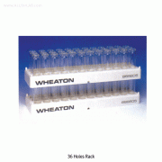 Wheaton® 36-holes PP White-gray Vial Rack, 322×91×h28mm, AutoclavableWith 36-holes(3×12)/id Φ23.1mm, Heat Resistant at -10℃+125/140℃, 36홀 바이알 랙, 3홀×12열