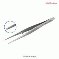 Graefe Iris Forceps, Stainless-steel 410, L105mm, Medicaluse<br>With Sharp & Ridged-Tip, Delicate, 그레이프 아이리스 포셉/핀셋, 의료용, 비부식