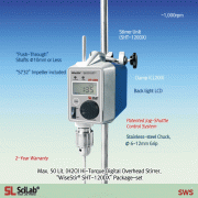 Daihan® High-Torque Digital Overhead Stirrer “WiseStir® SHT-DX”, for Middle-/High-Viscosity, Max.50-/80-Lit, 150,000 mPas with “Push-Through” Shaft(Φ10mm or Less) and Chuck grip Φ6~12mm, Flex-Coupling Φ6~16mm, Max.1,000rpm 디지털 중/고점도용 강력교반기, 사용교반봉 ; ①기본은Φ6