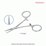 Hartman Hemostatic Forceps/Tubing Clamp, with Serrated Clamp Head, L105mm, Medicaluse<br>Straight- & Curved-type, Stainless-steel 410, 하트만 지혈겸자 포셉 및 튜빙 클램프 겸용, 의료용 & 랩겸용, 비부식