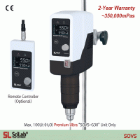 SciLab® Premium Ultra Hi-Torque Overhead Stirrer “SOVS-G30”, with Hi-Capacity BLDC-motor, Max. 60:1With Planetary-gear, Torque(Ncm)·Viscosity(mPas)·Temperature(℃)·Real Time Display, Optional Remote ControlMax. 550rpm, 350,000mPas, 프리미엄 초고점도용 교반기, 고사양 BLDC