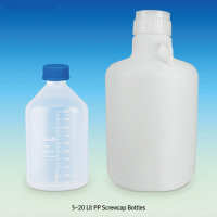 5~20 Lit PP Screwcap Bottle, Carboy, Wide Neck, with Fine Graduation(5Lit)Good Chemical/Heat Resistance, Autoclavable at 121℃, PP 스크류캡 바틀