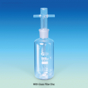 Gas Washing Bottle, with or without Glass Filter Disc, 250 & 500㎖With 29/32 Joint, Borosilicate glassα3.3, 29/32 조인트 가스 세척병