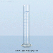 DURAN® A-class Measuring Cylinders, Hexagonal-base, Boro-glass 3.3, 5~2000㎖ with Batch Certificate & Blue Graduation, DIN/ISO A급 메스실린더