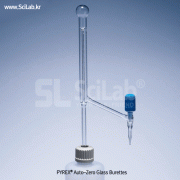 PYREX® 25ml Auto-zero Glass Burettes, PE Bottle Top, with PTFE Valve, Class B <br>PE병 Base 글라스자동 뷰렛, 1,000ml PE Screwcap Bottle-Option