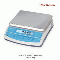 DAIHAN® [d] 0.5 & 1g, max.15 & 30kg Basic High Capacity Bench Scale “BAH15L” & “BAH30L”<br>With Pcs.·%·Alarm·Print & Check Function and Rechargeable Battery/Back Light & LCD Display, DC & AC Adapter, 32×34×h12.5<br>기본형 대용량 다기능 스케일/저울, Pcs. 계수·%·경보음·인쇄 및 체