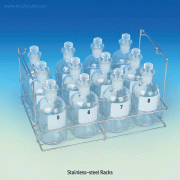 SciLab® Stainlies-steel Wire BOD-Bottle Rack, for 60 & 300㎖, with 2 Side Handle<br>Φ48mm Hole×20, Φ75mm×Hole12, 스텐선 BOD 바틀랙