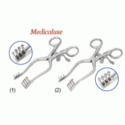 Self-retaining Weitlaner Retractor, Stainless-steel 410, L140 & 165mm, Medicaluse<br>Excurved 3×4 Prong, Sharp- & Blunt-type, 웨이트레이너 리트렉터, 자체유지기능, 의료용, 비부식