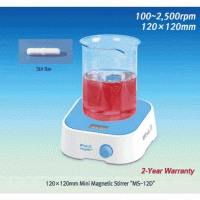 WisdTM 120×120 Mini Hi-Quality Digital Magnetic Stirrer “MS-12D”, Max. 2,500rpm, Max. 2Lit(H2O)<br>With Tempered Glass Plate & PP Housing, Permanently Brushless Motor(BLDC), Digital LED Display, Waterproof, 소형 디지털 자력교반기